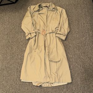 VINTAGE Khaki Double Breasted Belted Trench Coat
